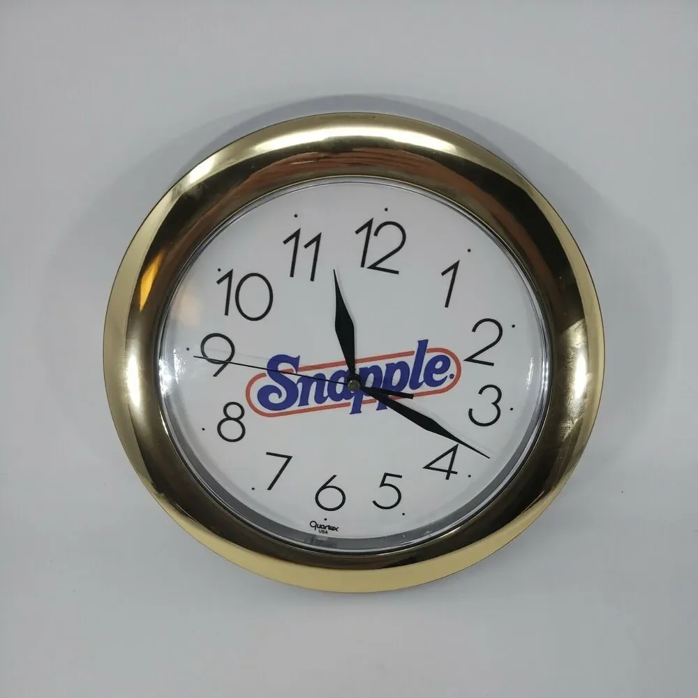 Snapple Round Wall Clock  Gold Vintage 1990s Rare Collectible New in Box 11